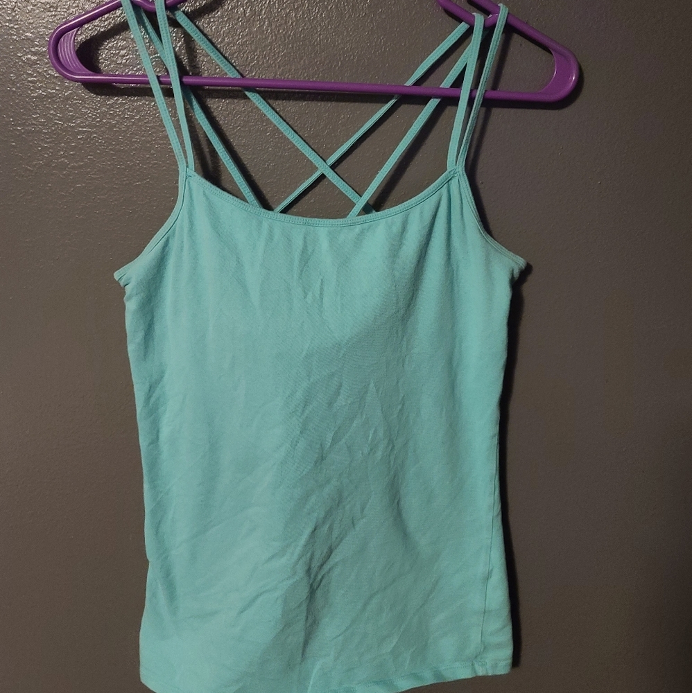 Maurices Light Teal Crisscross Strappy Camisole